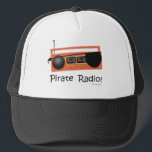 Pirate Radio Funny Music Cartoon Design キャップ<br><div class="desc">A unique and fun awesome illustrated pirate radio toon classic music genre cartoon character classic vibes vintage aesthetic retro style concert lifestyle fun humor slogan illustrated funny tunes motto design illustrated trucker hat. Get a funny music cartoon trucker cap today.</div>