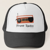 Pirate Radio Funny Music Cartoon Design キャップ (正面)