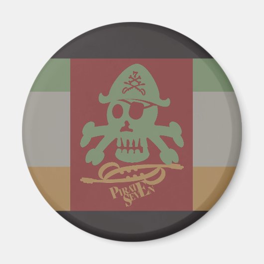 PIRATE SEVEN SKULL BY MASANSER PIXELAT マグネット (正面)