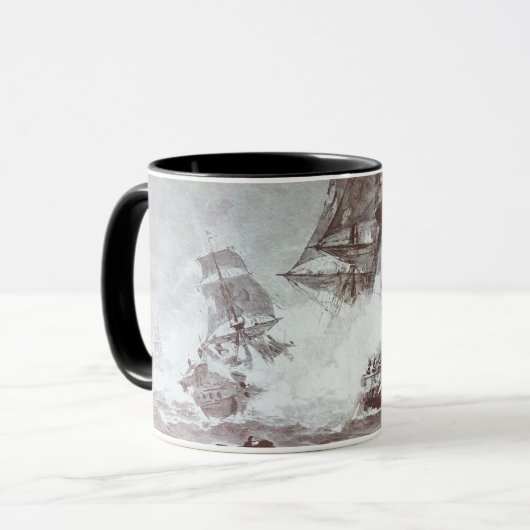 PIRATE SHIP BATTLE IN BLACK マグカップ (正面左)