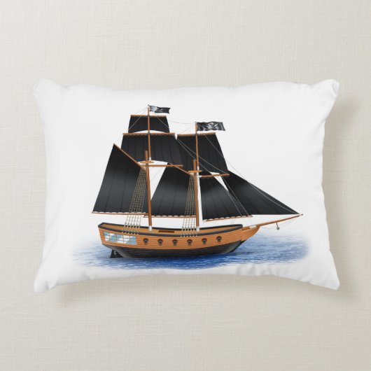 pirate ship sailing the sea accent pillow アクセントクッション (正面)