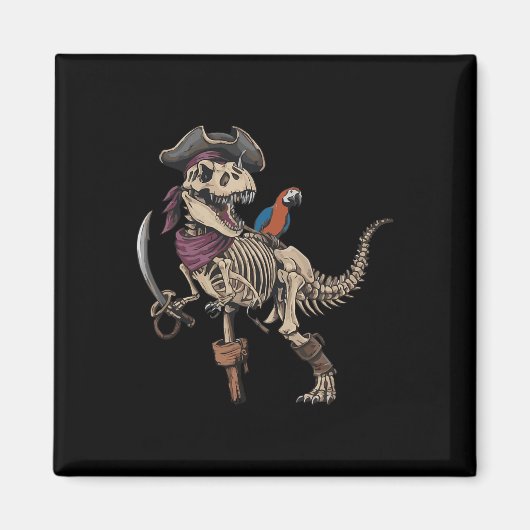 Pirate Skeleton Dinosaur T Rex Funny Tyrannosaurus マグネット (正面)