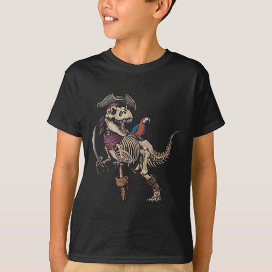 Pirate Skeleton Dinosaur T Rex Funny Tyrannosaurus Tシャツ (正面)