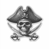 Pirate Skeleton Sticker – Spooky Fun Design シール (正面)