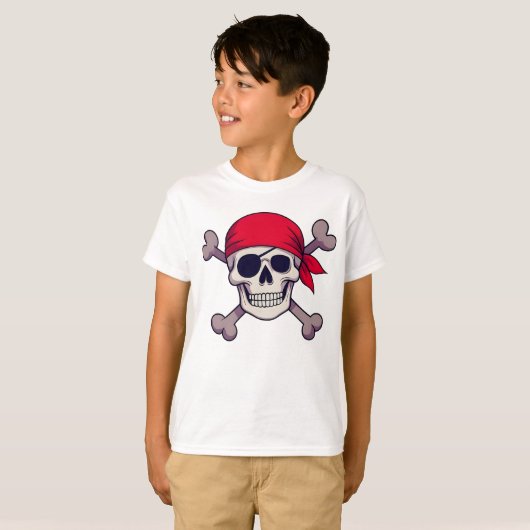 Pirate Skull and Crossbones Illustration Arr Tシャツ (正面フル)