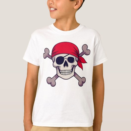 Pirate Skull and Crossbones Illustration Arr Tシャツ (正面)