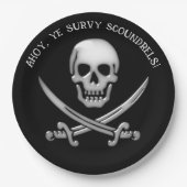 Pirate Skull and Sword Crossbones ペーパープレート (正面)