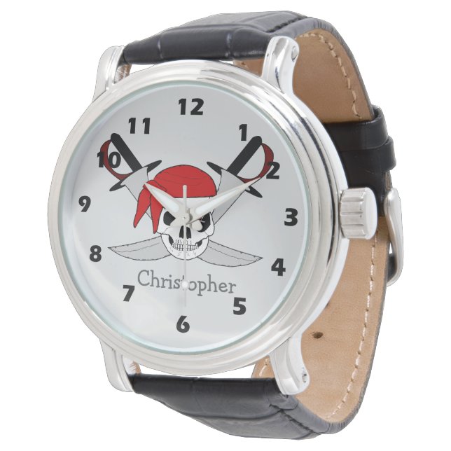 Pirate Skull And Swords Design 腕時計 (アングル)