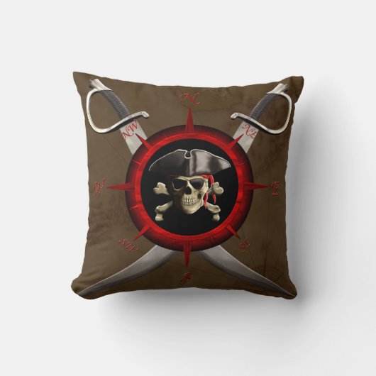 Pirate Skull Compass Rose クッション (正面)