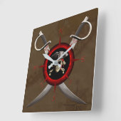 Pirate Skull Compass Rose スクエア壁時計 (傾斜)