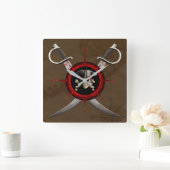 Pirate Skull Compass Rose スクエア壁時計 (ホーム)