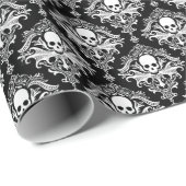 Pirate Skull Damask Wrapping Paper ラッピングペーパー (ロールコーナー)