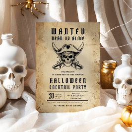 Pirate Skull Halloween Cocktail Party 招待状