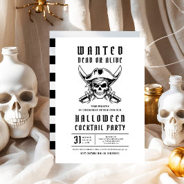 Pirate Skull Halloween Cocktail Party 招待状