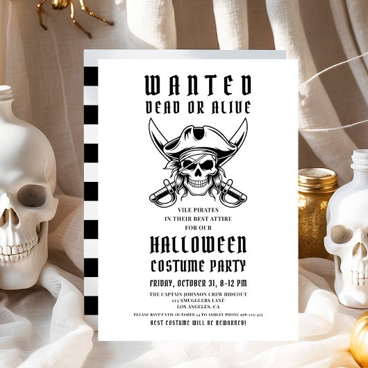 Pirate Skull Halloween Costume Party  招待状