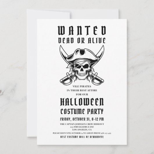 Pirate Skull Halloween Costume Party  招待状 (正面)