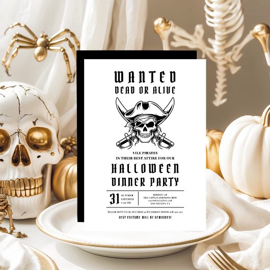 Pirate Skull Halloween Dinner Party  招待状