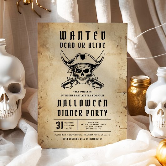 Pirate Skull Halloween Dinner Party  招待状