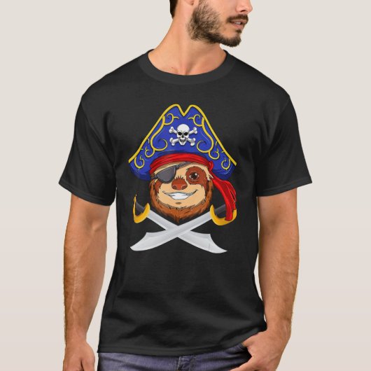 Pirate Sloth Jolly Roger Halloween Costume Day Boy Tシャツ (正面)