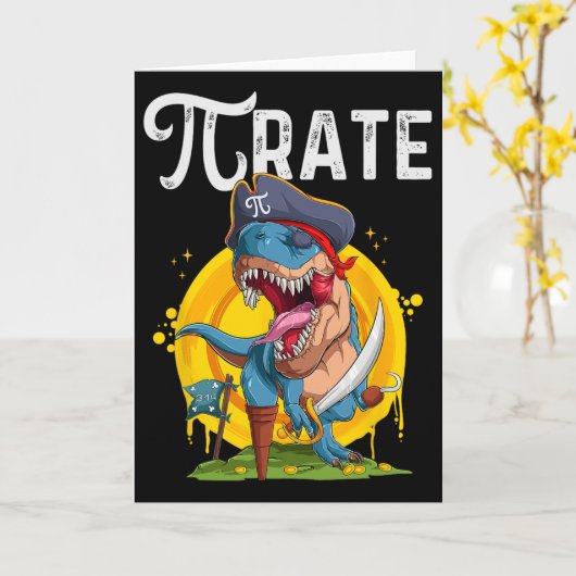 Pirate T-rex Pi Rate Dino Pi Rate Math Geek Funny  カード (黄色い花)