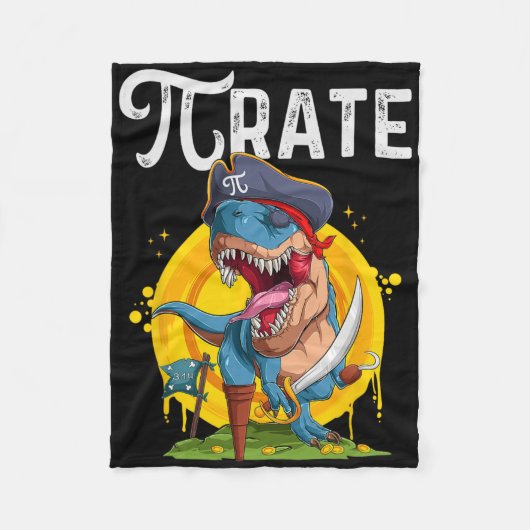 Pirate T-rex Pi Rate Dino Pi Rate Math Geek Funny  フリースブランケット (正面)