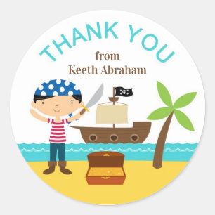 Pirate Thank Youスタンプ ラウンドシール
