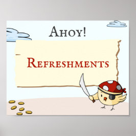 Pirate Theme with Birds Birthday Refreshments ポスター