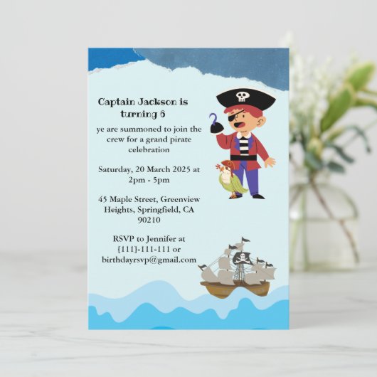 Pirate Themed Birthday Party Invitation 招待状 (スタンド正面)