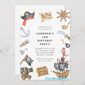 Pirate Themed Birthday Party Invitation 招待状 (正面/裏面)