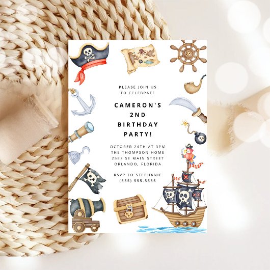 Pirate Themed Birthday Party Invitation 招待状