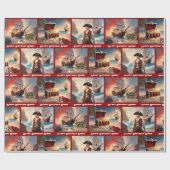 Pirate Treasure Boy's Birthday Personalize Name ラッピングペーパー (フラット)