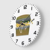 Pirate Treasure Chest with Jewels and Sword ラージ壁時計 (傾斜)