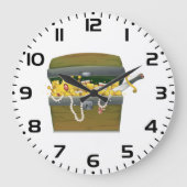 Pirate Treasure Chest with Jewels and Sword ラージ壁時計 (正面)