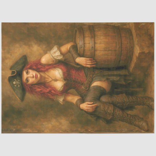 Pirate with Barrel | Caribbean Nautical Decoupage  薄葉紙 (正面)