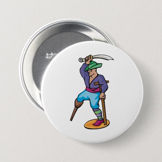 Pirate with Peg Leg and Sword 缶バッジ (正面&裏面)