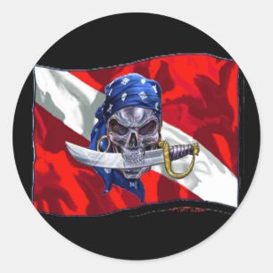 piratediveflagのコピー ラウンドシール
