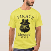 Piratenaffe Monkey Style schwarz weiß Tシャツ (正面)