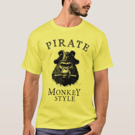 Piratenaffe Monkey Style schwarz weiß Tシャツ
