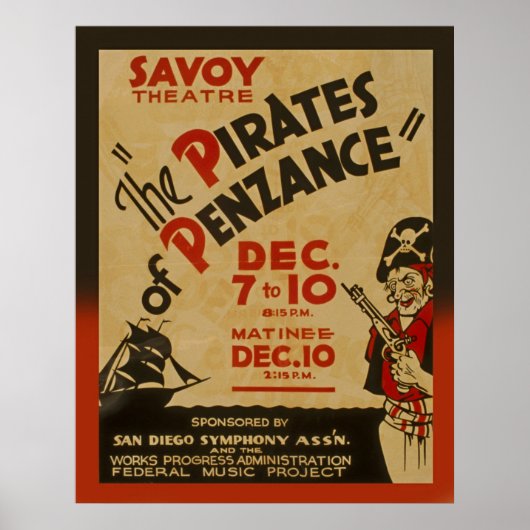 Pirates Of Penzanceヴィンテージ1938 WPAポスター ポスター (正面)