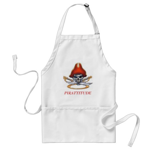 、PIRATTITUDE海賊スカル赤い スタンダードエプロン (正面)