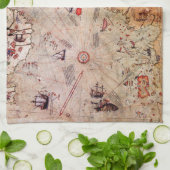 piri reis古代マップ歴史神秘ヴィンテージアンタ キッチンタオル (折り畳み)