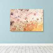 piri reis古代マップ歴史神秘ヴィンテージアンタ キャンバスプリント (インサイチュ (ウッドフロア))