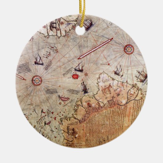 piri reis古代マップ歴史神秘ヴィンテージアンタ セラミックオーナメント (正面)