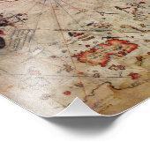 piri reis古代マップ歴史神秘ヴィンテージアンタ フォトプリント            (角)