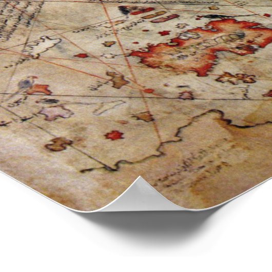 piri reis古代マップ歴史神秘ヴィンテージアンタ ポスター (角)