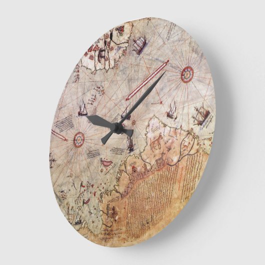 piri reis古代マップ歴史神秘ヴィンテージアンタ ラージ壁時計 (傾斜)