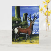 Pirosmani - Roe Deer, Landscape in the Background カード (黄色い花)