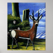 Pirosmani - Roe Deer with a Landscape Background ポスター (正面)