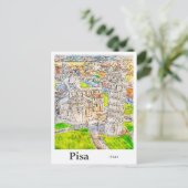 Pisa Italy水彩画スケッチ手描き ポストカード (スタンド正面)