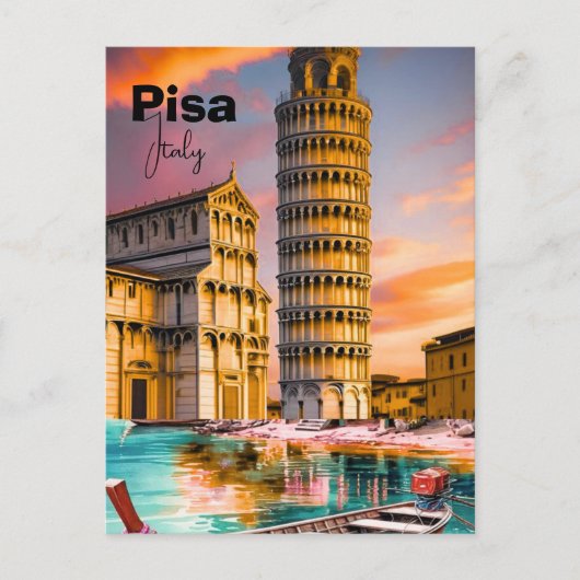 Pisa Italy Travel Postcard, Pisa Travel Art Postca ポストカード (正面)
